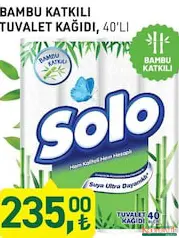 SOLO BAMBU KATKILI TUVALET KAĞIDI 40'LI SOLO BAMBU KATKILI TUVALET KAĞIDI 40'LI